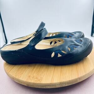 Naot Mary Jane Mules Black Blue Leather Shoes Sz 41 US 10 Earthy Boho Lagenlook